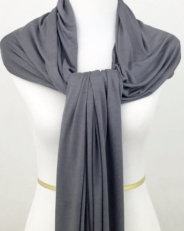 Grey Comfy Chic Cotton Jersey Hijab Wrap