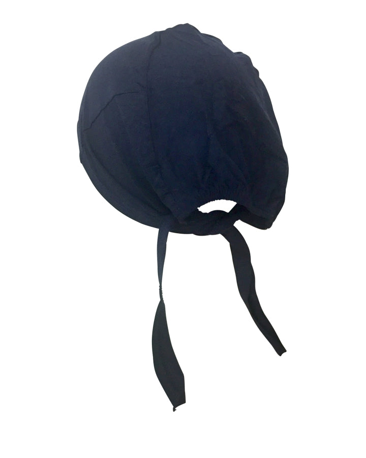 Hijab Black Tie Back Bonnet - Turlu Fabric