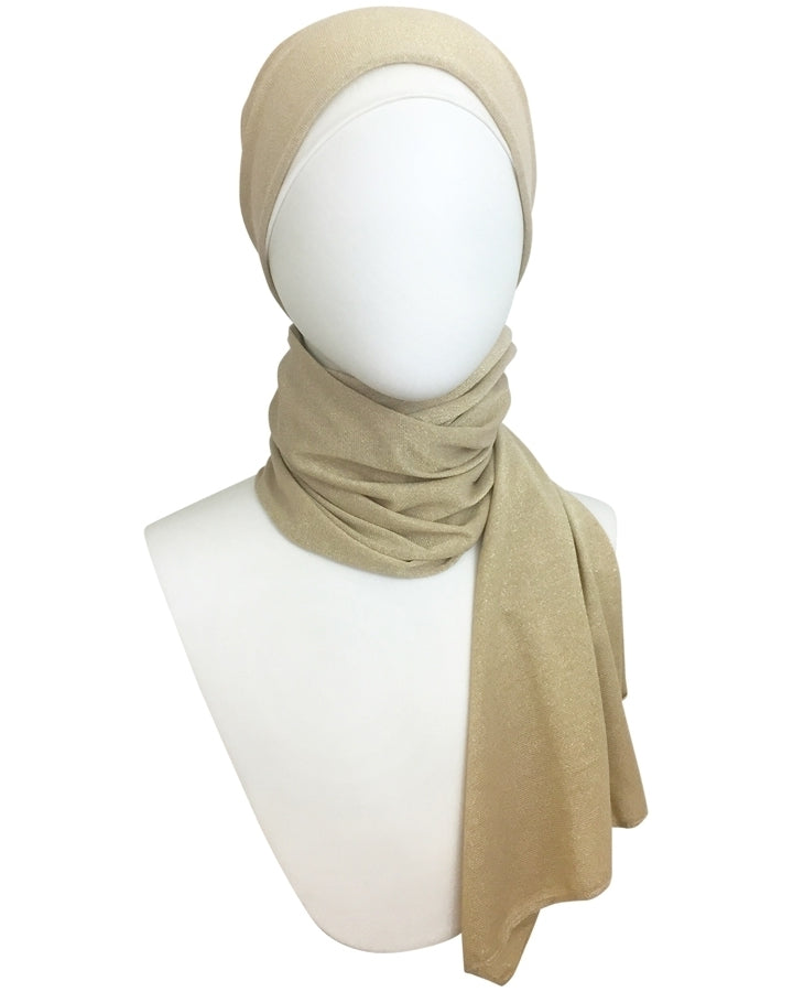 NARROWER width -Light Golden Shimmer Jersey Hijab