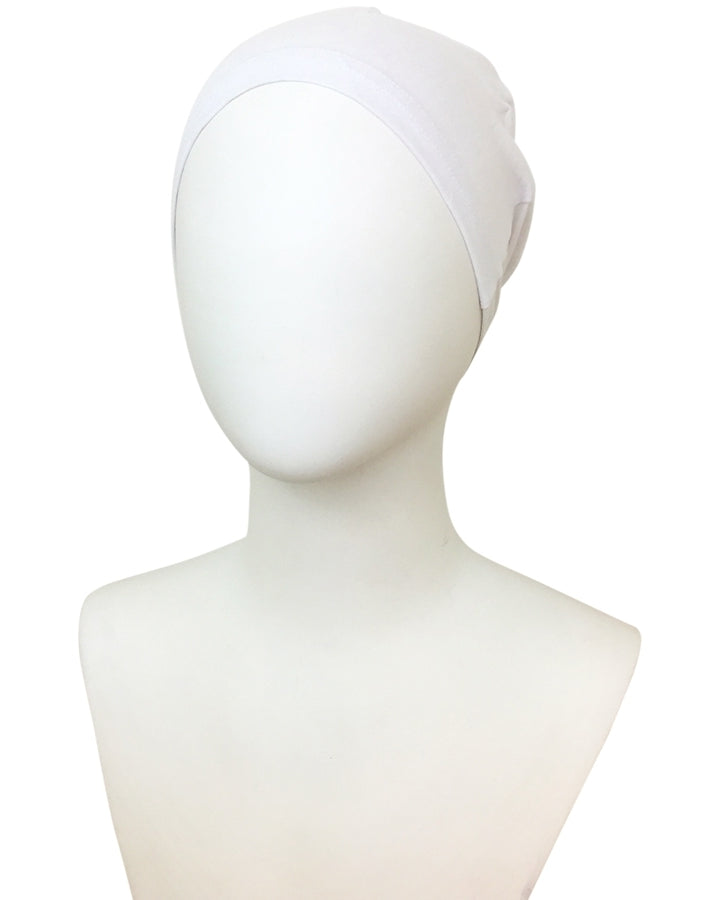 Hijab White Tie Back Bonnet - Turlu Fabric