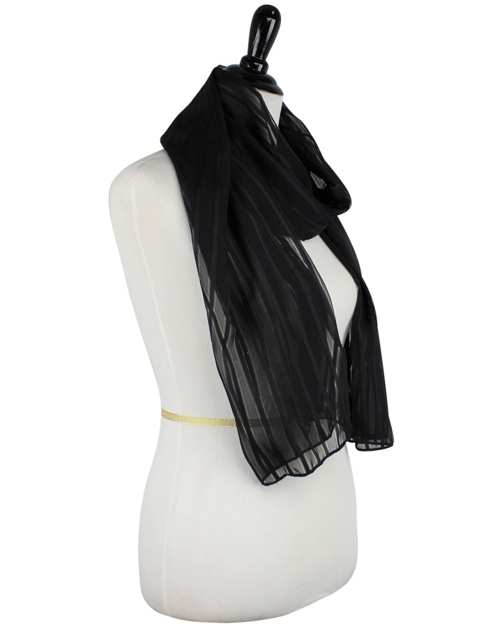 Black Chiffon with Satin Stripes Hijab