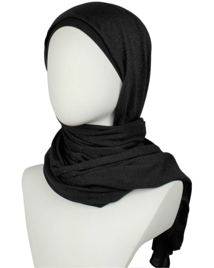 Shimmer Black Jersey Hijab with Pink Undertone