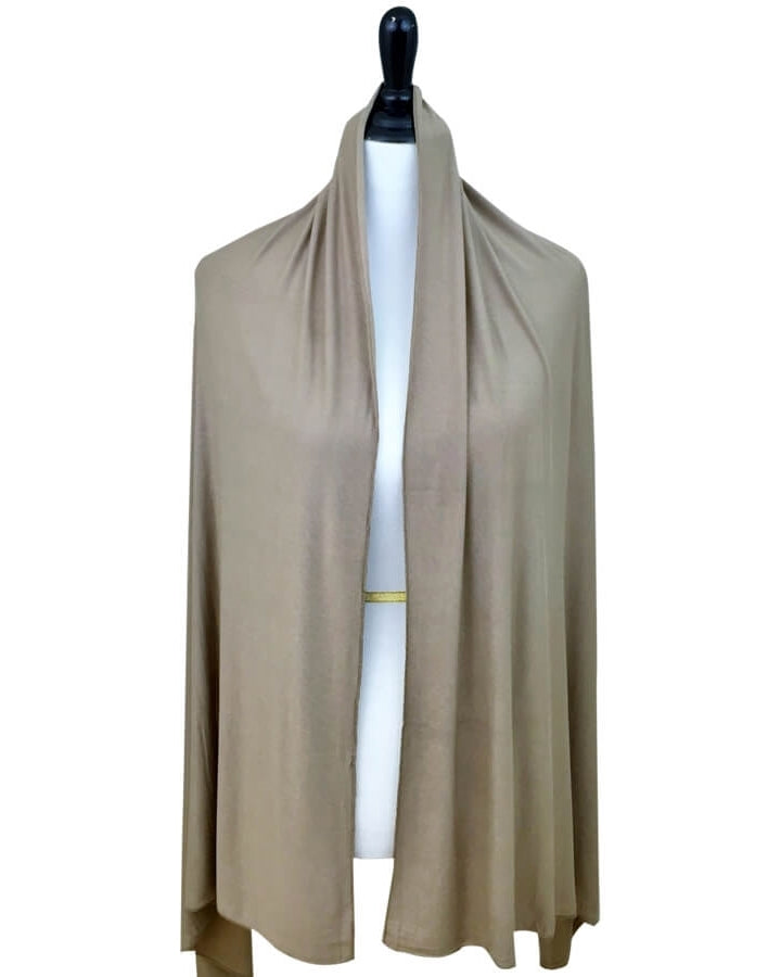 Khaki - Dark Beige Comfy Chic Cotton Jersey Hijab Wrap