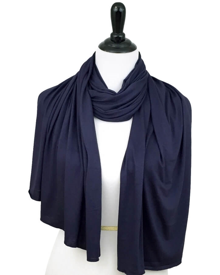 Navy Blue Comfy Chic Cotton Jersey Hijab Wrap