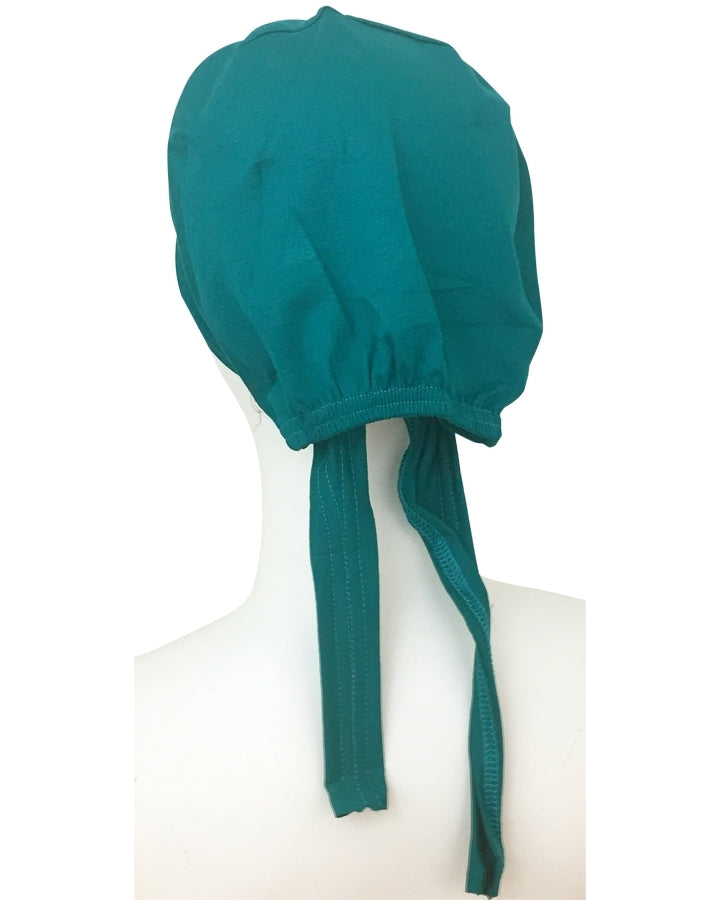 Hijab Green Teal Tie Back Bonnet - Turlu Fabric
