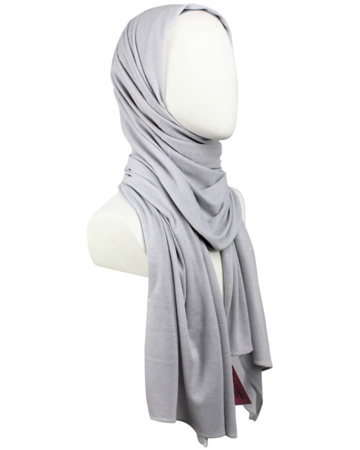 Kuwaiti Light Grey Waffle Print Hijab