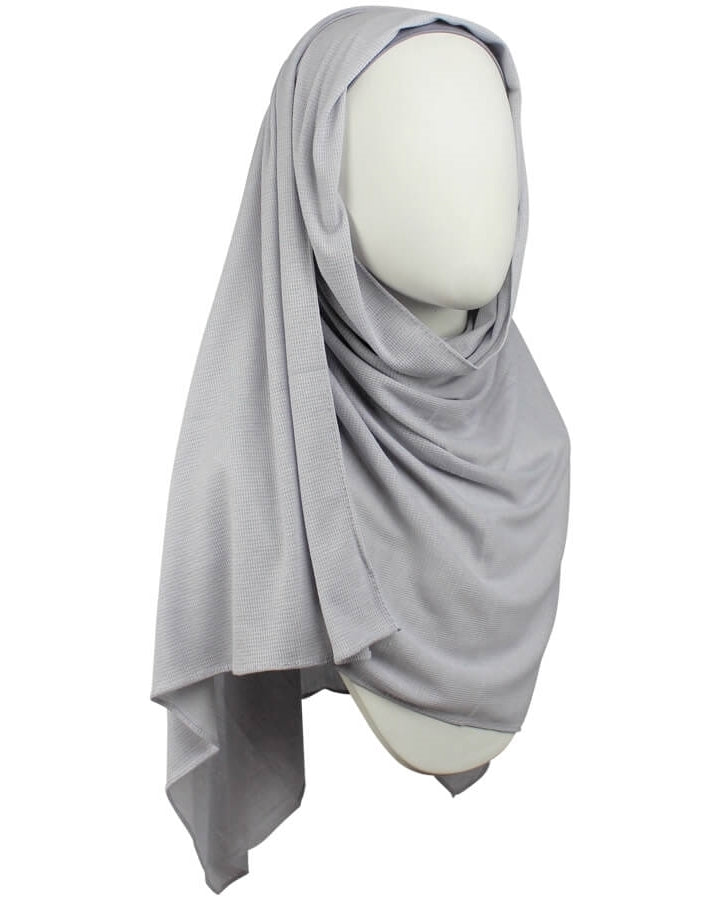 Kuwaiti Light Grey Waffle Print Hijab