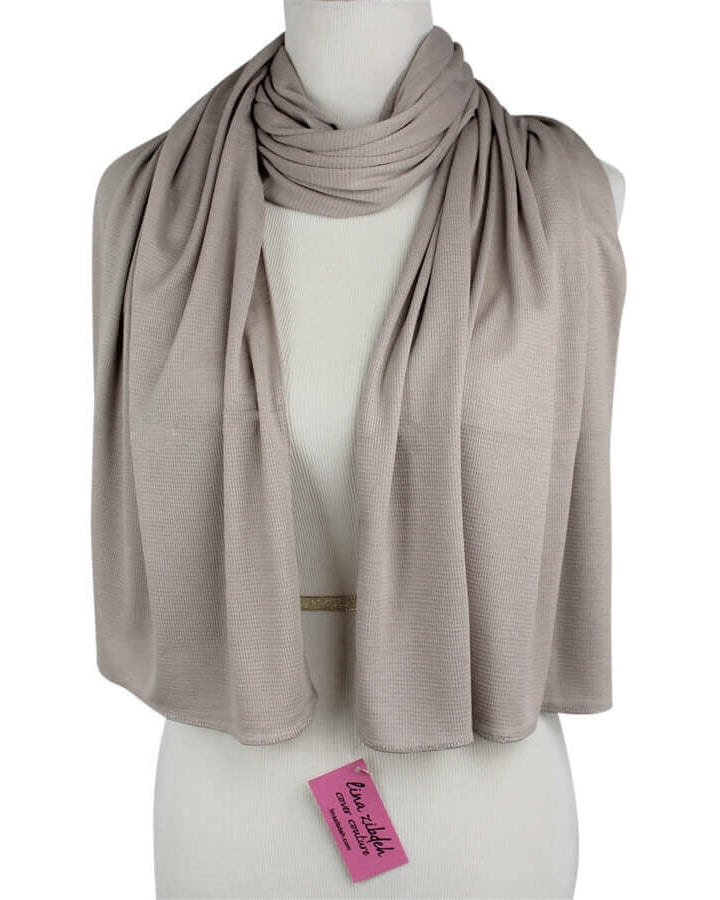 Kuwaiti Neutral Beige Waffle Print Hijab