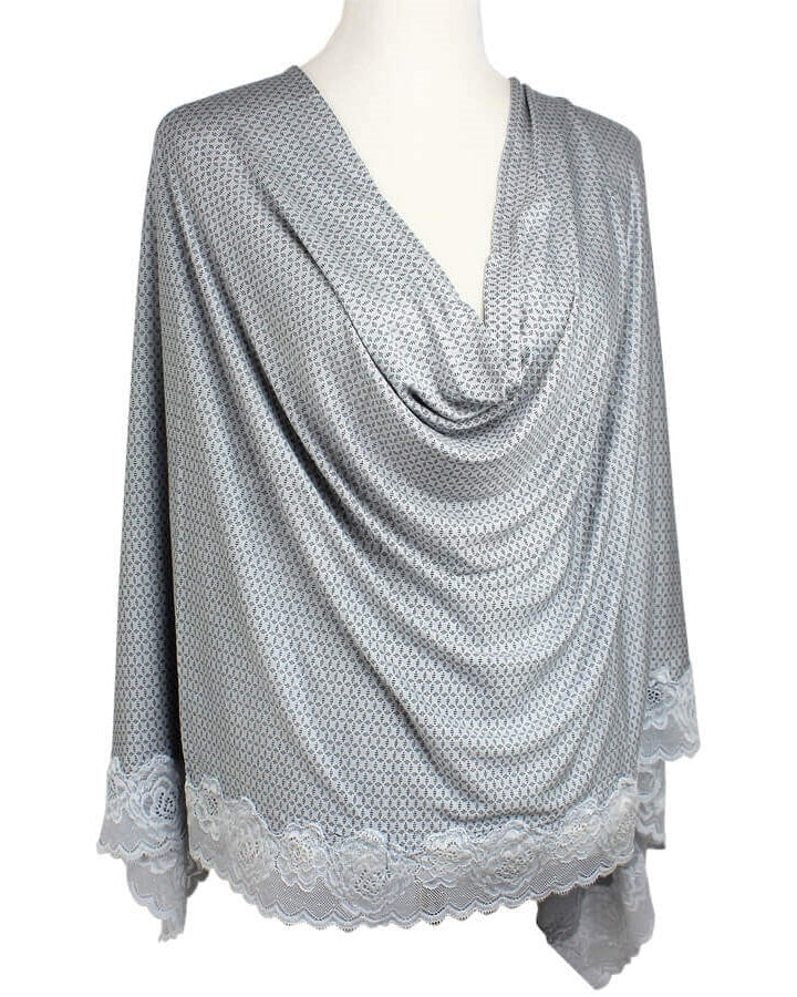 Kuwaiti Blue-Grey Hijab Lace border