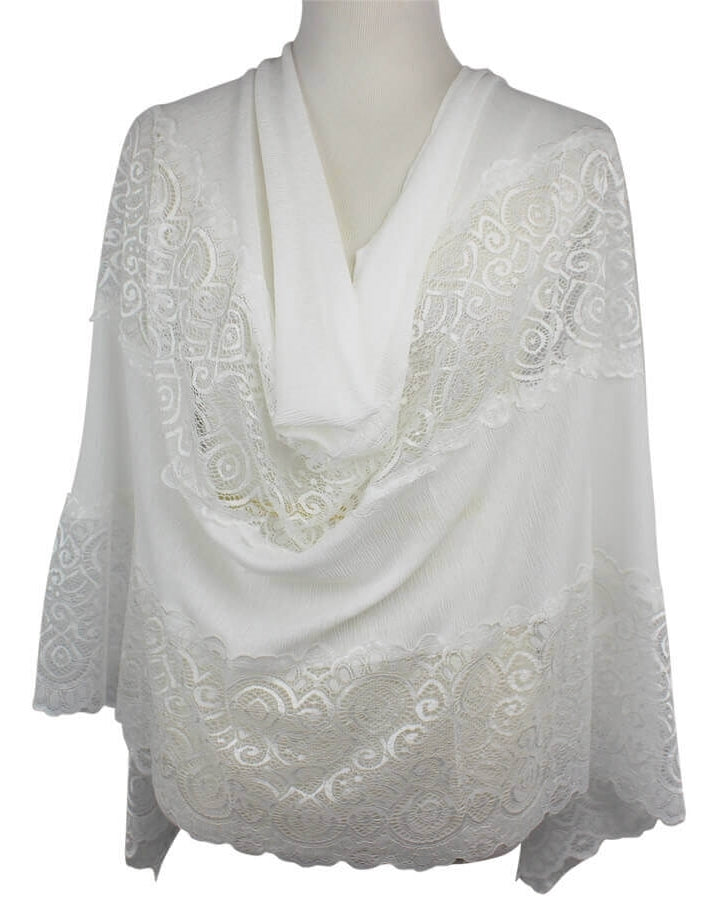 Elegance in Lace  Kuwaiti Hijab - Cream