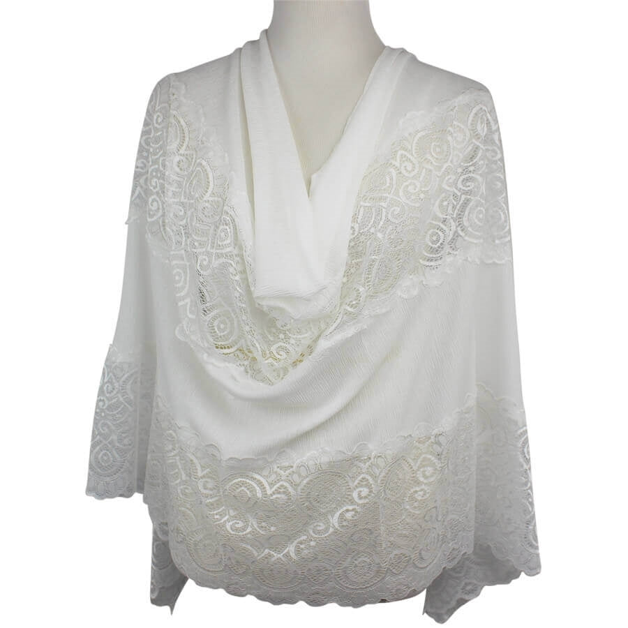 Elegance in Lace  Kuwaiti Hijab - Cream
