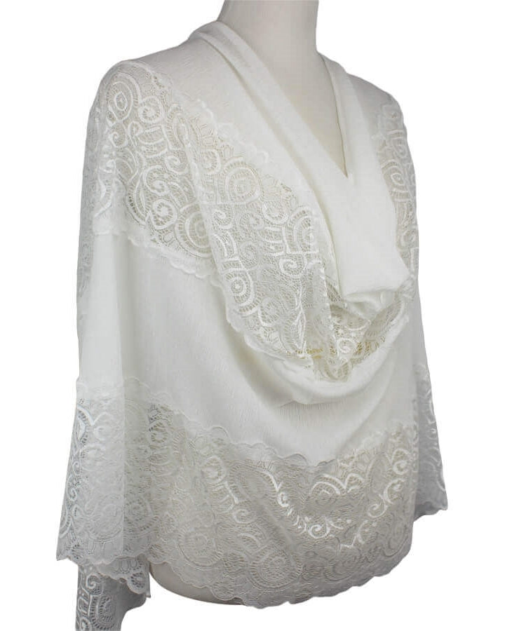 Elegance in Lace  Kuwaiti Hijab - Cream