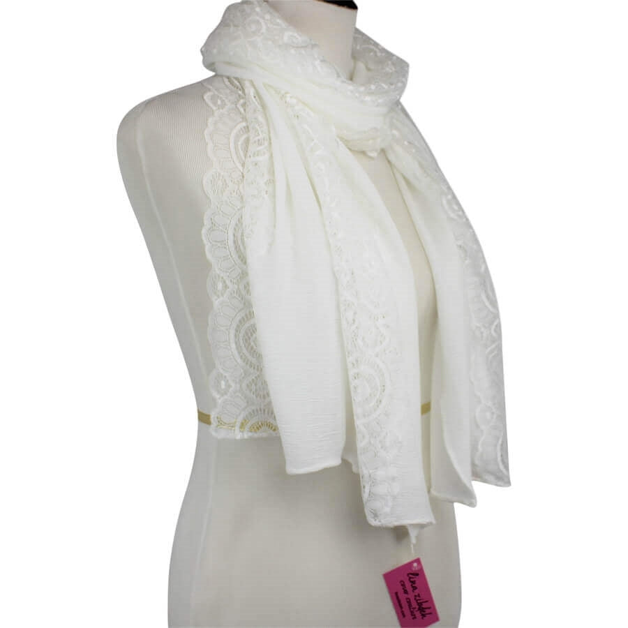 Elegance in Lace  Kuwaiti Hijab - Cream