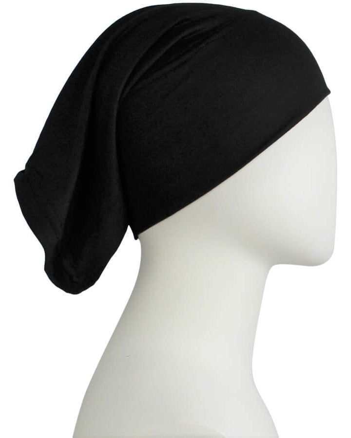 Black Cotton Jersey Two-Piece Amira - Medium  Size &  Longer Tube Cap