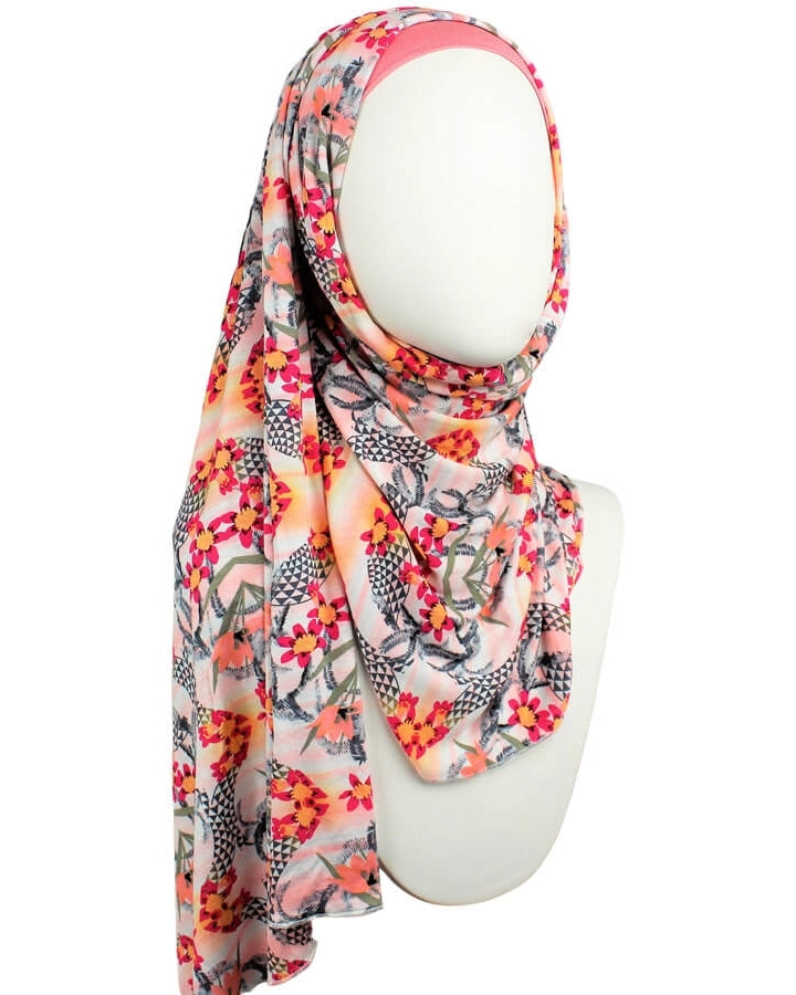 Skin Tone Enhancer Patterned Jersey Hijab
