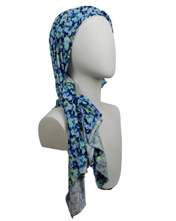 Aqua Time! Floral Patterned Jersey Hijab