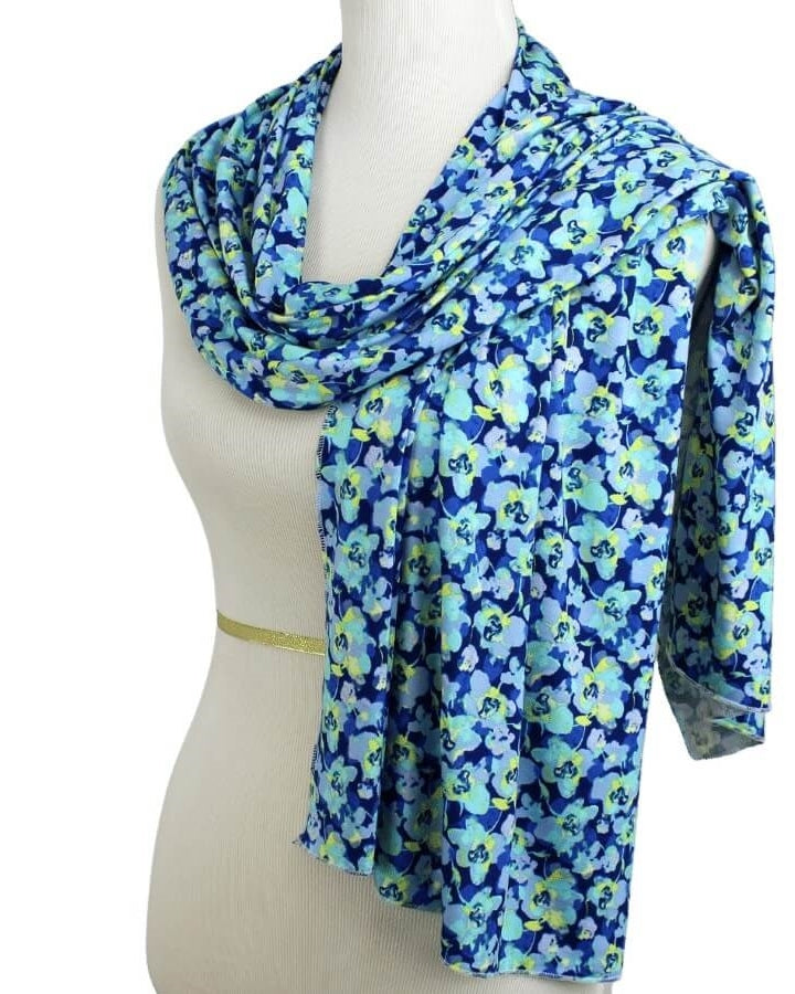 Aqua Time! Floral Patterned Jersey Hijab