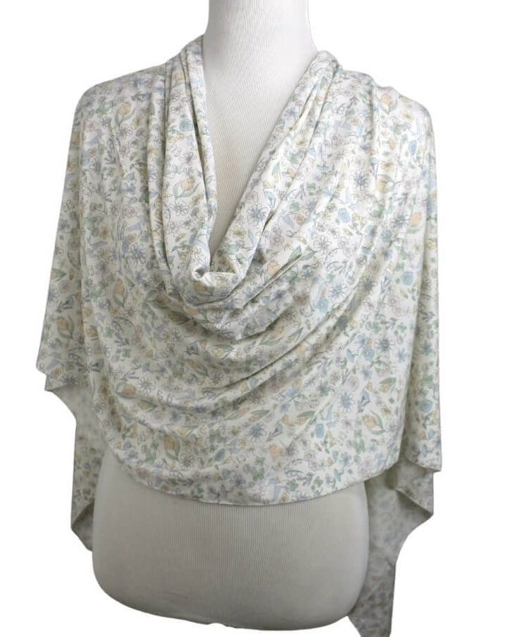 A Floral Meadow Patterned Jersey Hijab - couple of inches wider