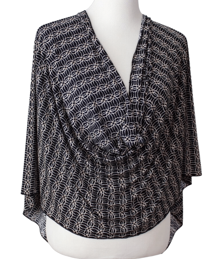 Classy Black Beige Smooth  Patterned Jersey Hijab  - Soft & Cool "Zibde Feel"
