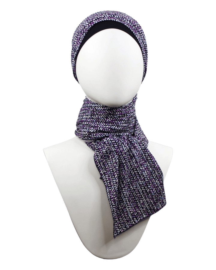 Royal Purple Smooth Patterned Jersey Hijab  - Soft & Cool "Zibde Feel"