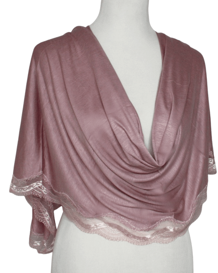 Kuwaiti Mauve Pink Neutral Hijab Lace border - NEW