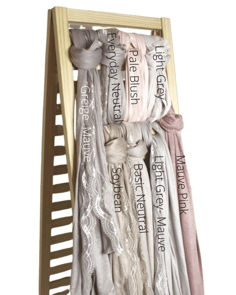 Kuwaiti Mauve Pink Neutral Hijab Lace border - NEW