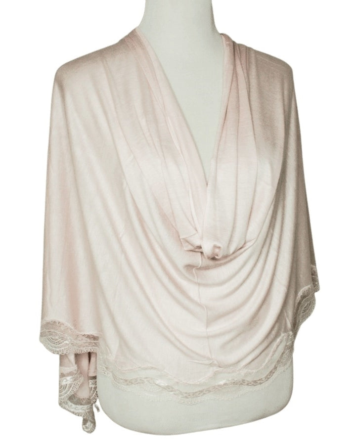 Kuwaiti Pale Blush Neutral Hijab Lace border - NEW -