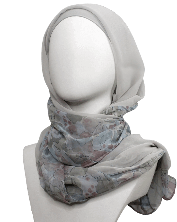 Print & Solid Chiffon Hijab