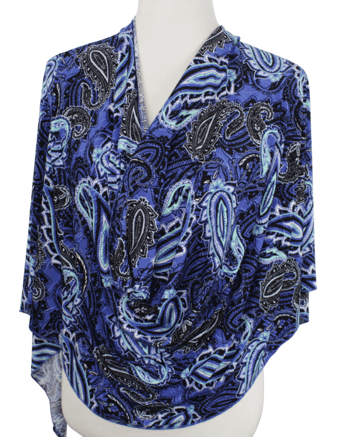 Royal Blue Paisley Print Smooth Patterned Jersey Hijab  - Soft & Cool "Zibde Feel"