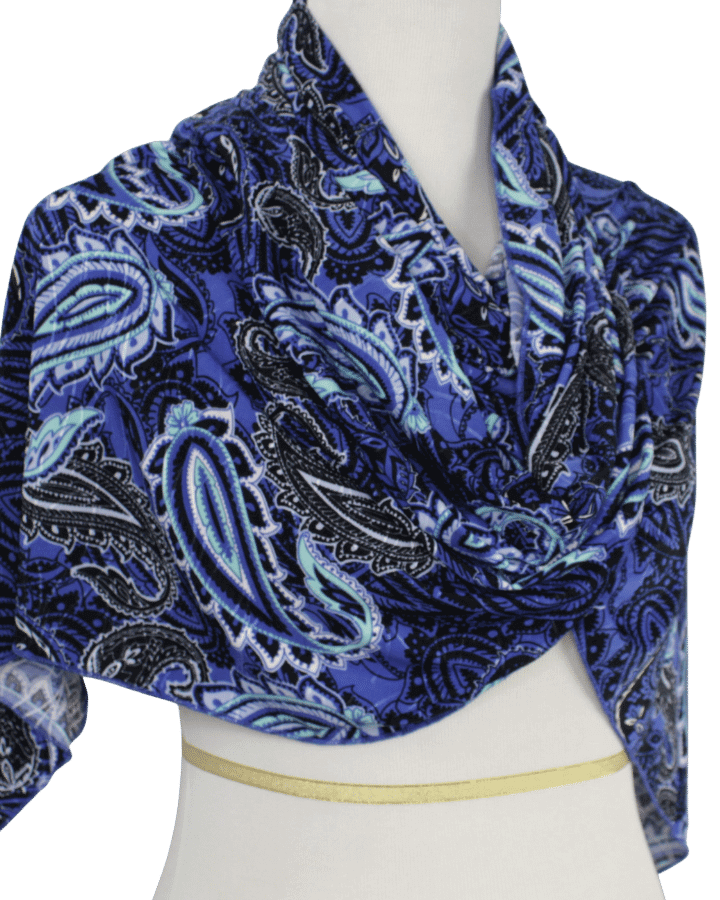 Royal Blue Paisley Print Smooth Patterned Jersey Hijab  - Soft & Cool "Zibde Feel"