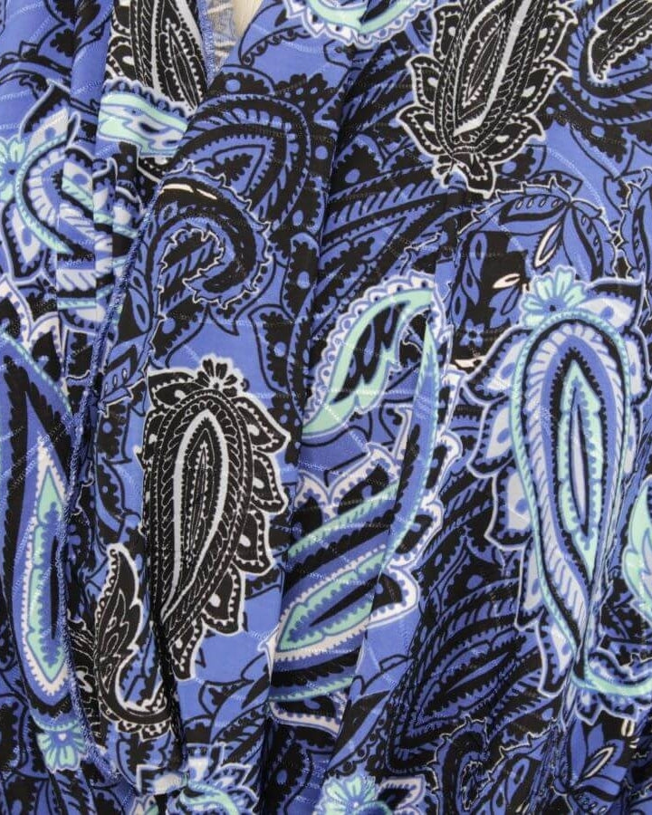 Royal Blue Paisley Print Smooth Patterned Jersey Hijab  - Soft & Cool "Zibde Feel"