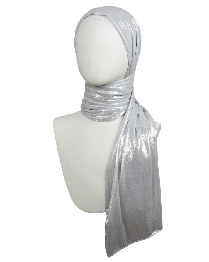 Silver Glam Smooth Foil Print Hijab  - Soft & Cool "Zibde Feel"