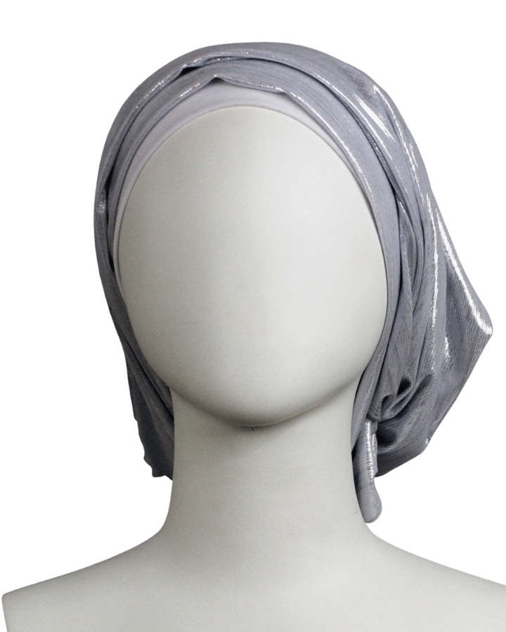 Silver Glam Smooth Foil Print Hijab  - Soft & Cool "Zibde Feel"