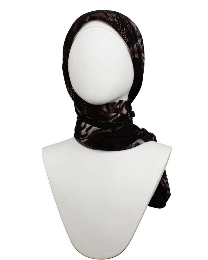 Elegance in Chocolote Brown Patterned Jersey Hijab!