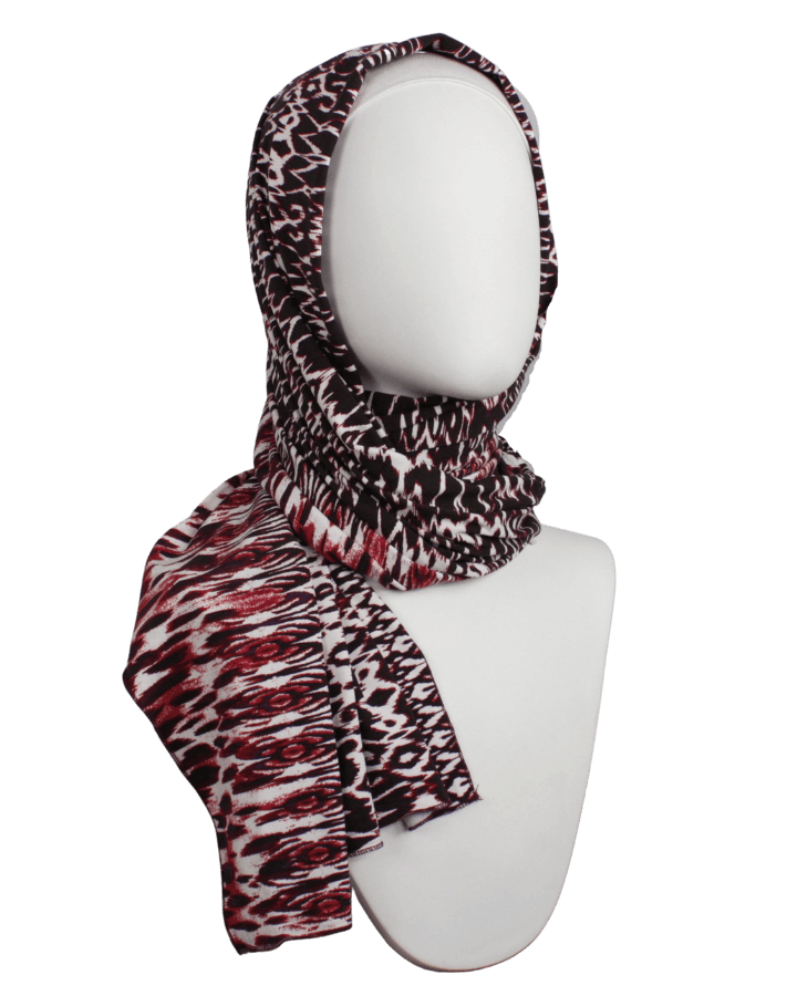 Elegance in Maroon  Patterned Jersey Hijab!