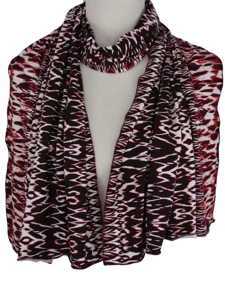 Elegance in Maroon  Patterned Jersey Hijab!