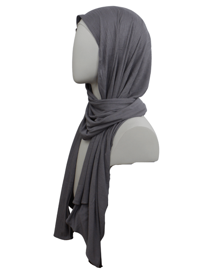 Double Bordered All in One Kuwaiti Hijab - Grey - NEW