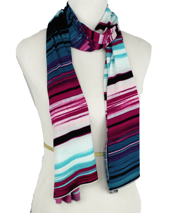 A Burst of Joyful Stripes Smooth  Patterned Jersey Hijab  - Soft & Cool "Zibde Feel"