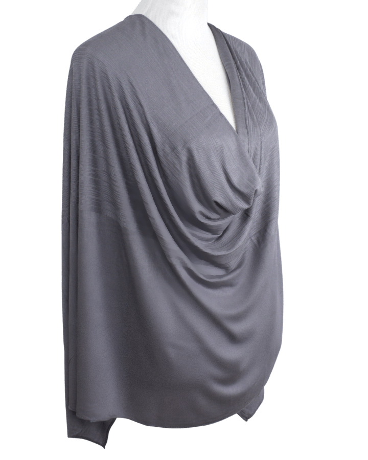 Double Bordered All in One Kuwaiti Hijab - Grey - NEW