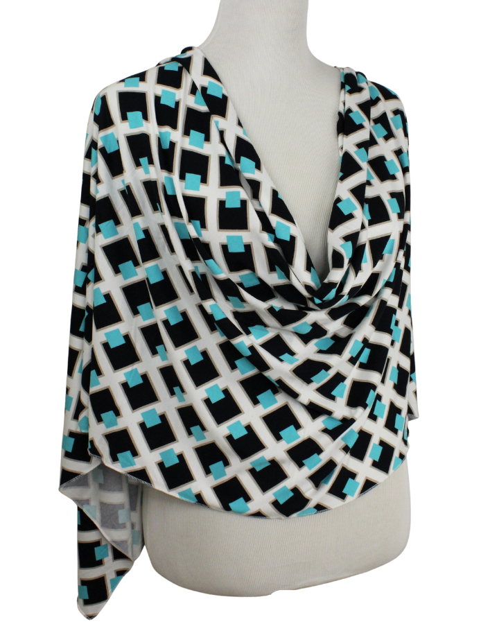 Geo Abstract in Blue Black Patterned Jersey Hijab