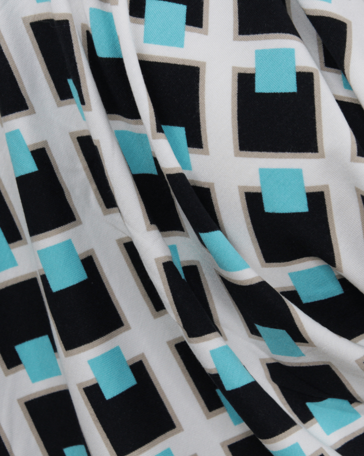 Geo Abstract in Blue Black Patterned Jersey Hijab
