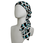 Geo Abstract in Blue Black Patterned Jersey Hijab