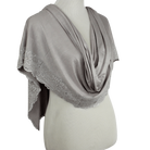 Embellished Lace Bordered Kuwaiti Hijab - Grey-ish Neutral Hijab - NEW
