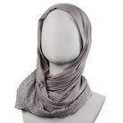 Embellished Lace Bordered Kuwaiti Hijab - Grey-ish Neutral Hijab - NEW