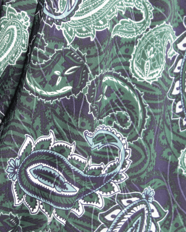 Green Navy Paisley Smooth Patterned Jersey Hijab  - Soft & Cool "Zibde Feel" - NEW