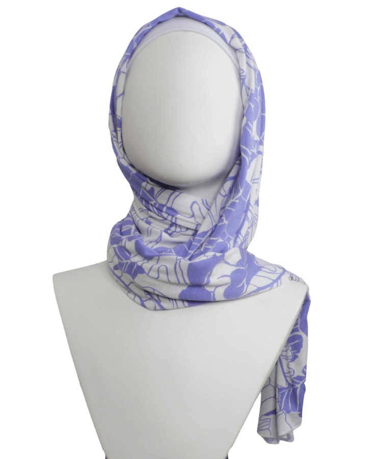 Lilac Elegance Patterned Jersey Hijab  - NEW