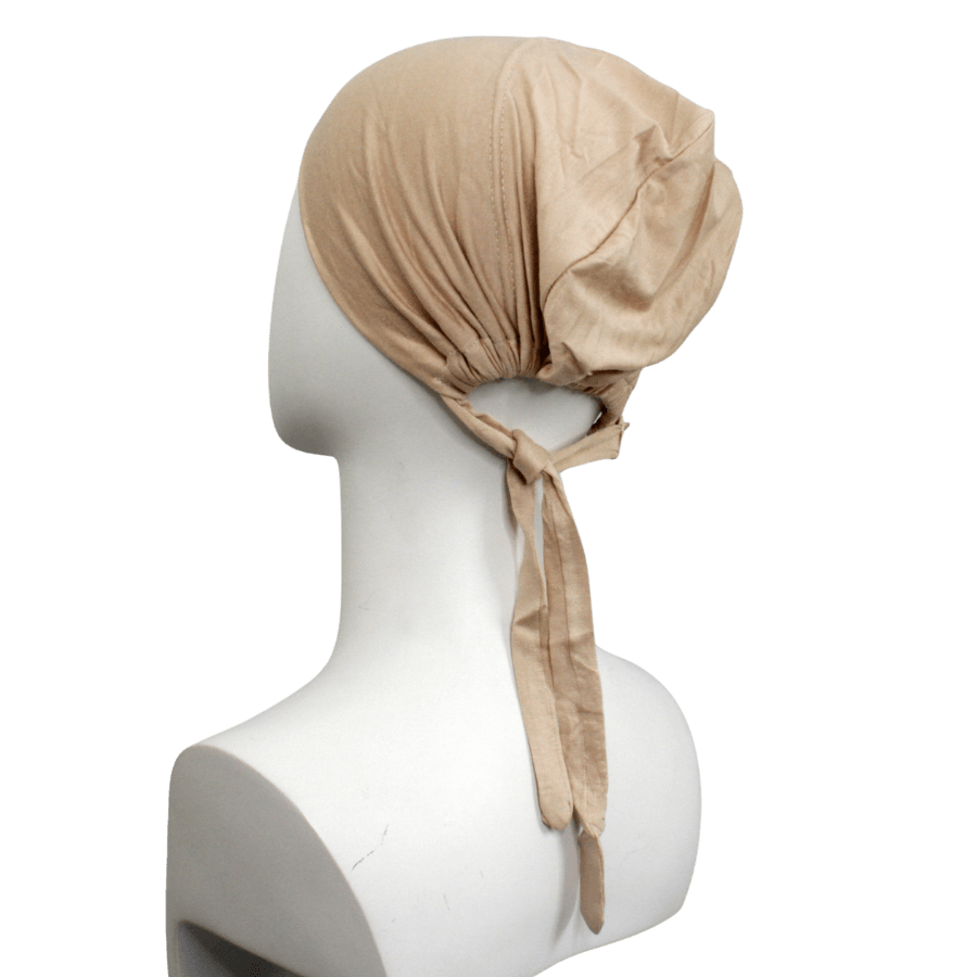 Beige  Tie-Back Hijab Cap - NEW
