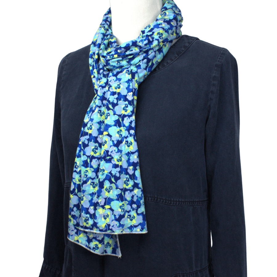 Aqua Time! Floral Patterned Jersey Hijab