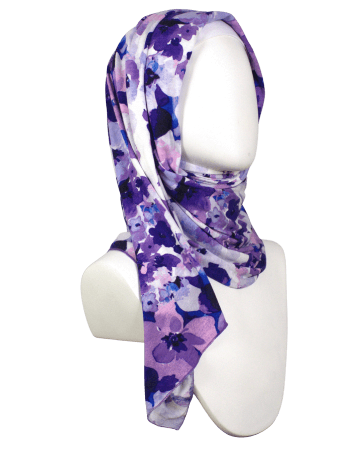 A Breath of Lilac Blossom Patterned Jersey Hijab  - NEW