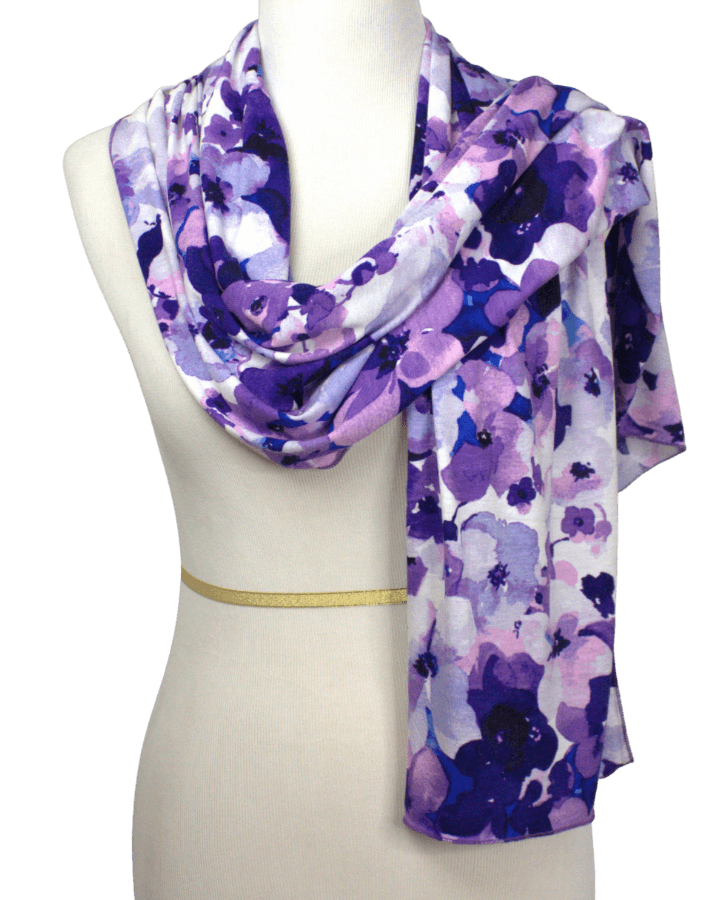 A Breath of Lilac Blossom Patterned Jersey Hijab  - NEW